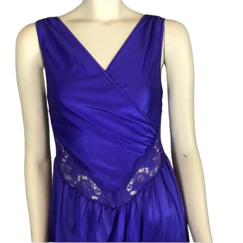 Vintage Undercover Wear Purple Lacy Nightgown Slip Dress USA made size small